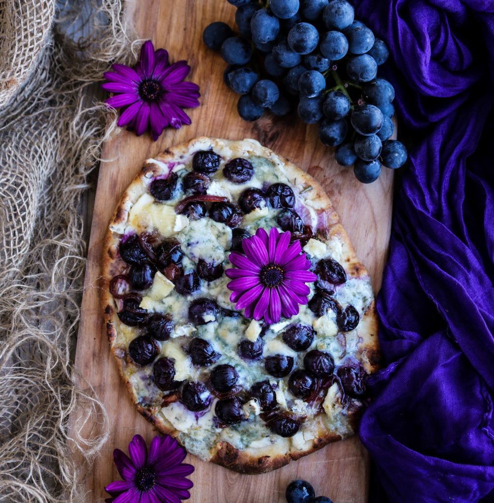 Grape Blue Cheese Brie Naan Pizza