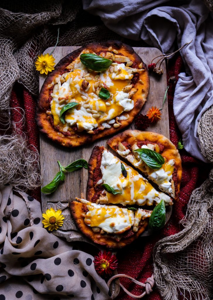 Sun-Dried Tomato Chicken Naan Pizza