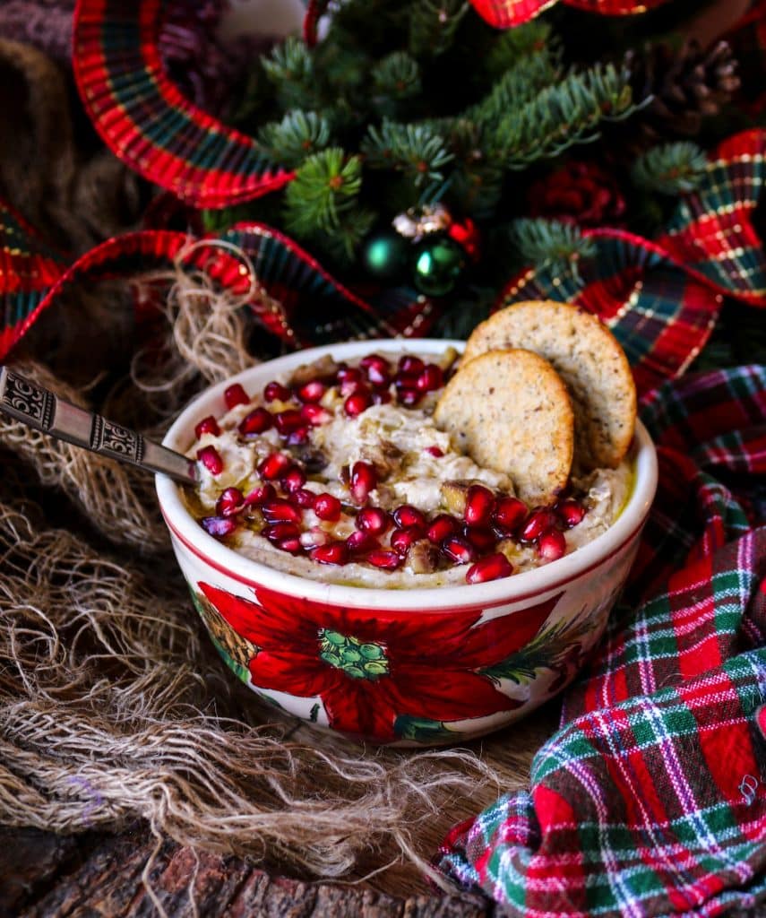 holiday chestnut pomegranate hummus Christmas appetizer