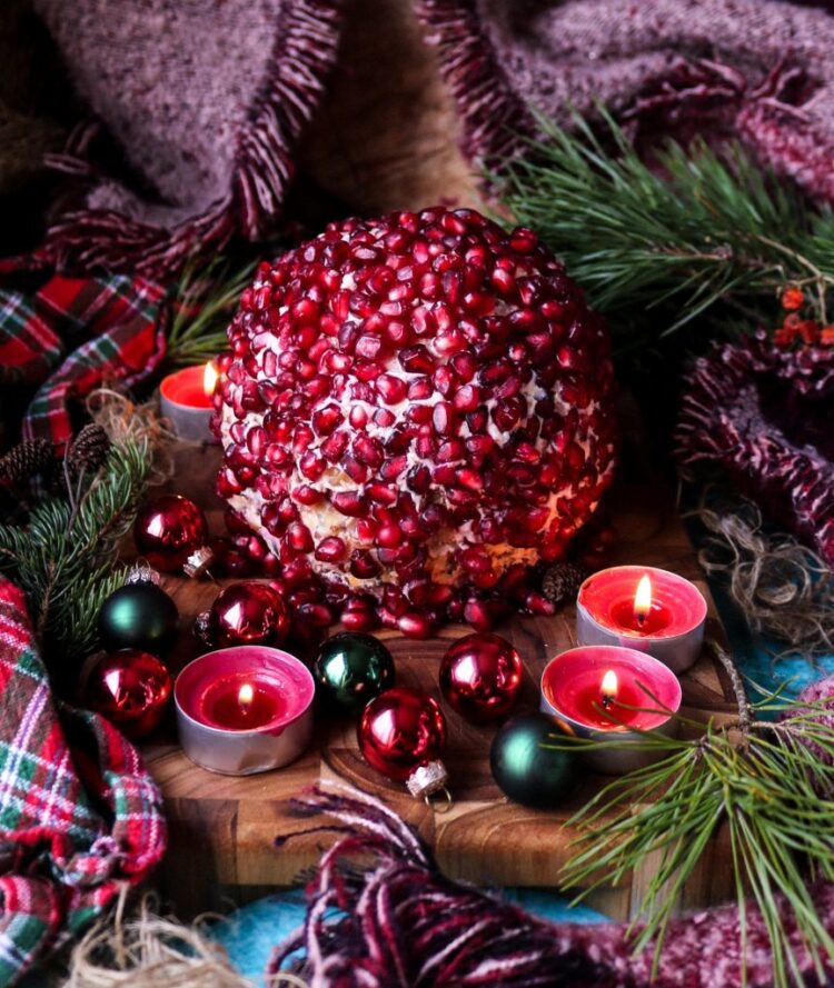 Festive Clementine Pecan Pomegranate Cheese Ball