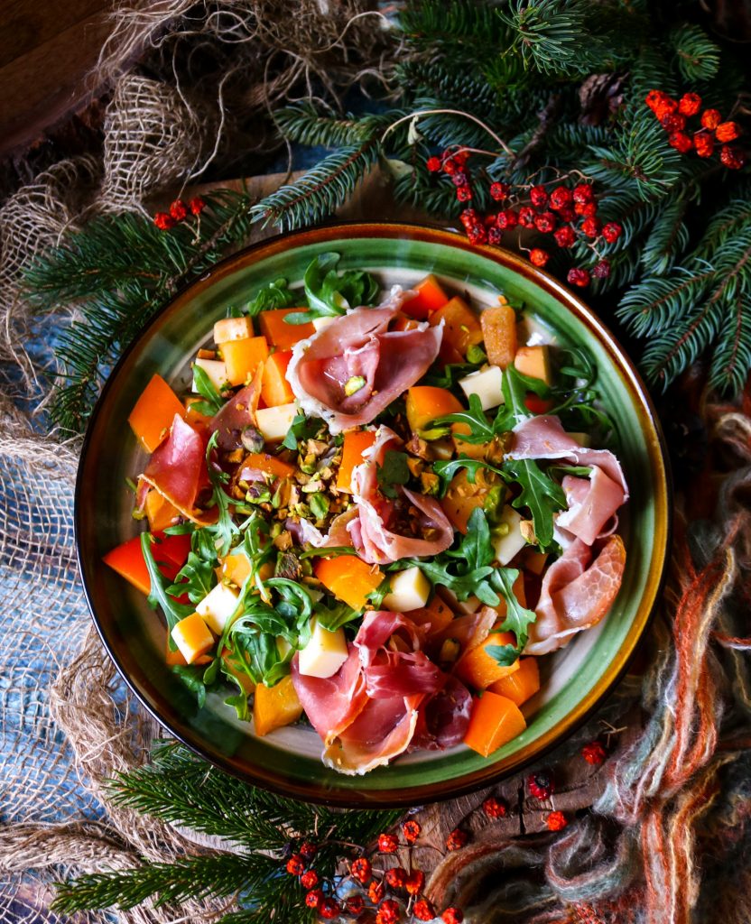 Persimmon Prosciutto Smoked Cheddar Salad