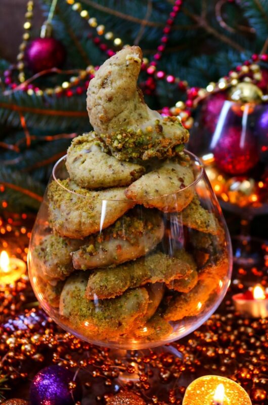 Festive Pistachio Crescent Cookies