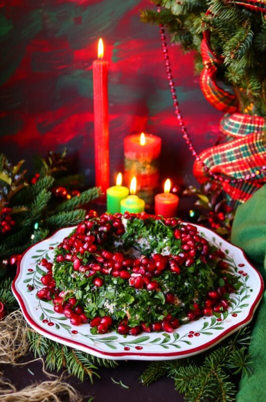 Festive Christmas Wreath Cheese Ball