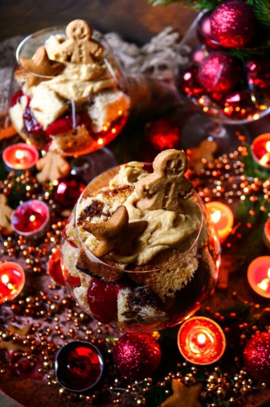 Gingerbread and Cranberry Panettone Trifle - Easy Christmas Dessert