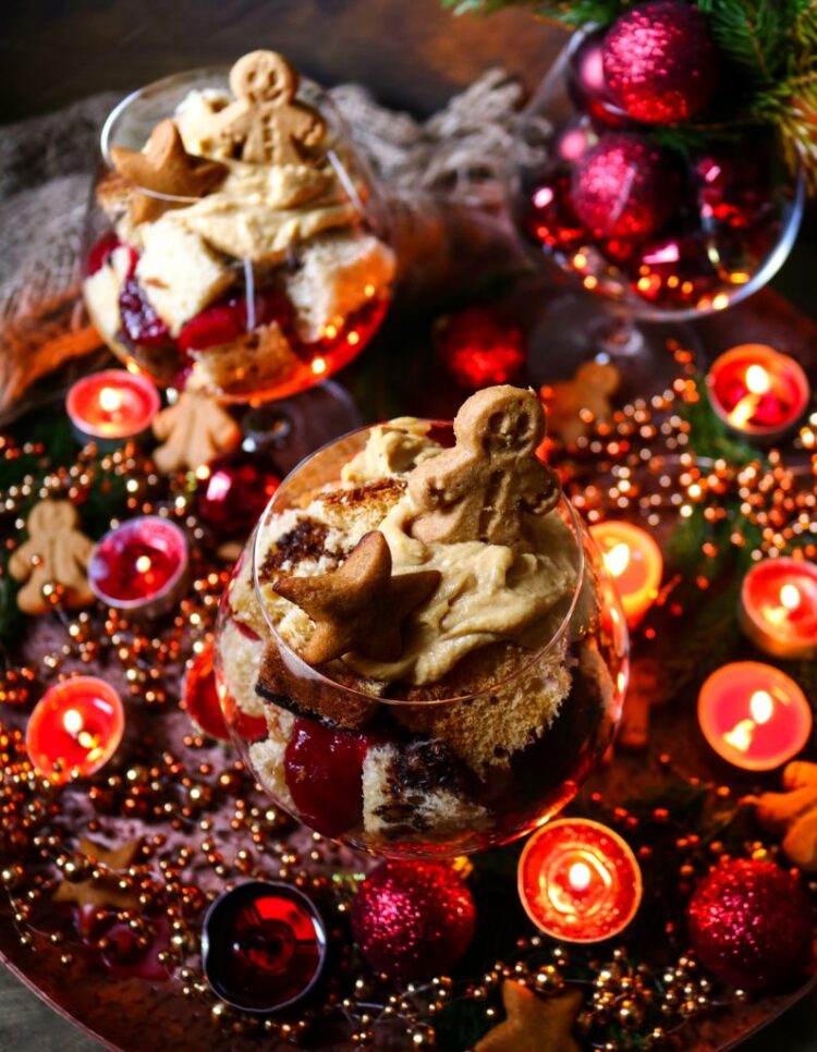 Gingerbread and Cranberry Panettone Trifle - Easy Christmas Dessert