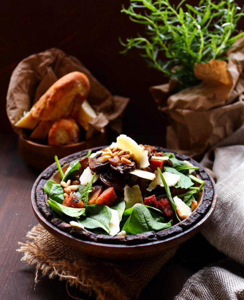 Warm Mushroom Ham Salad