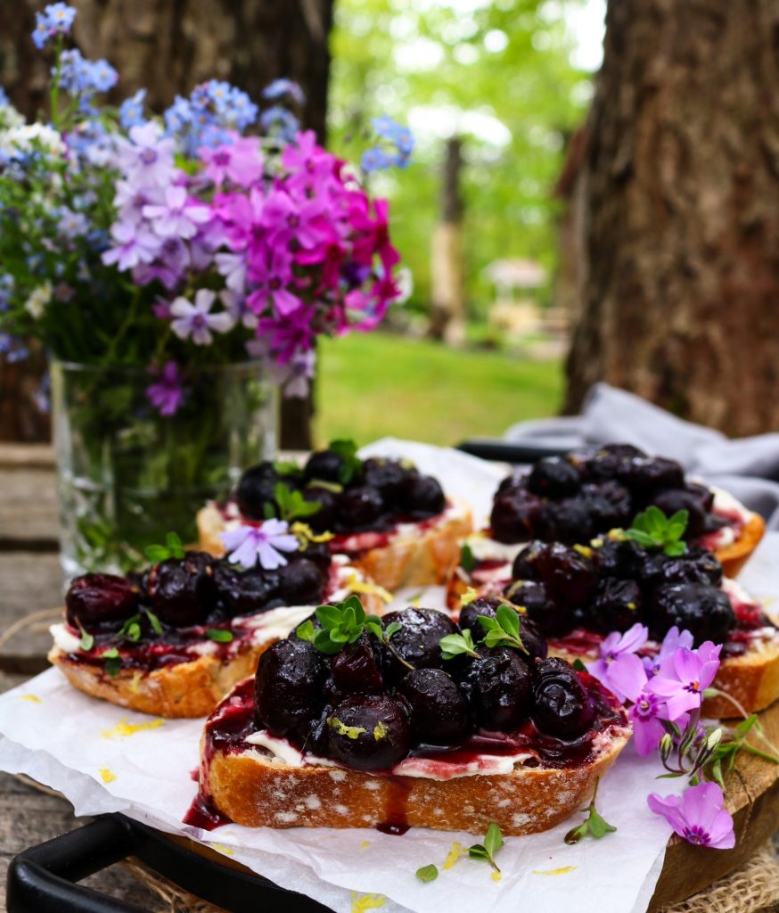 Whipped Feta Blueberry Toasts