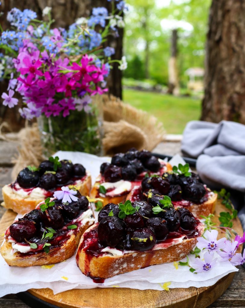 Whipped Feta Blueberry Toasts