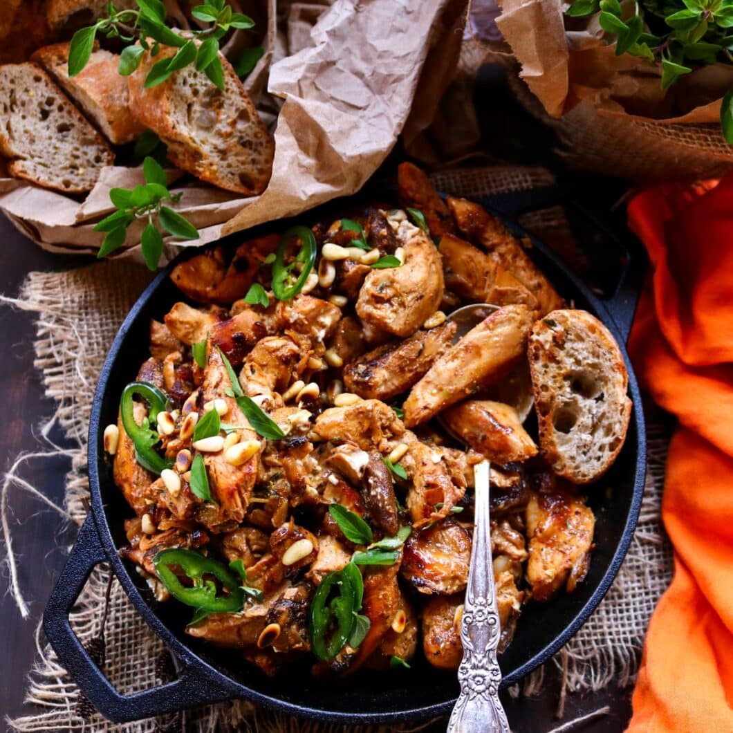 Apricot Pine Nuts Chicken Skillet
