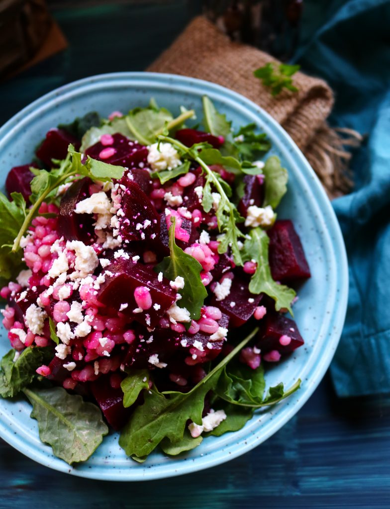 Roasted Beetroot Barley Feta Salad