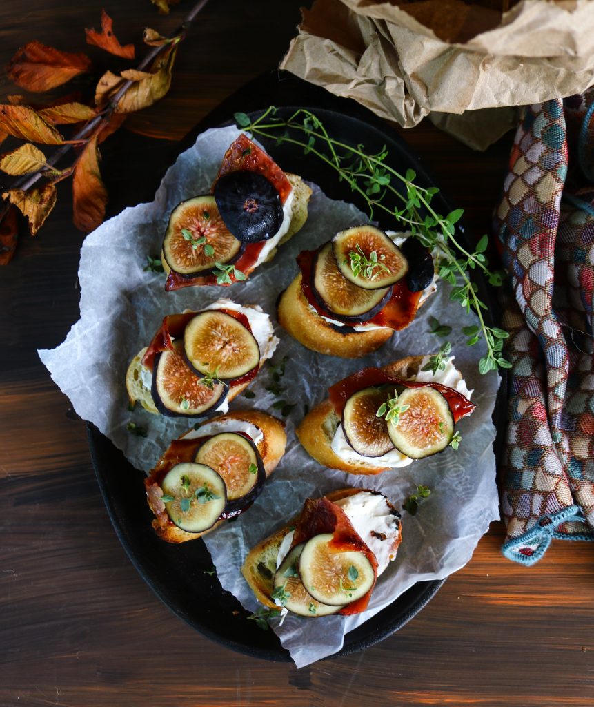 Candied Bacon Fig Toasts