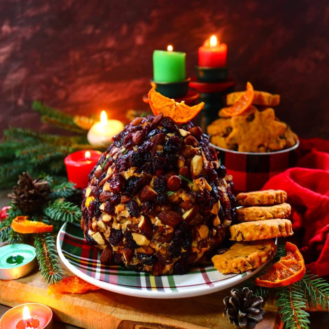 Festive Almond Cranberry Cheese Ball