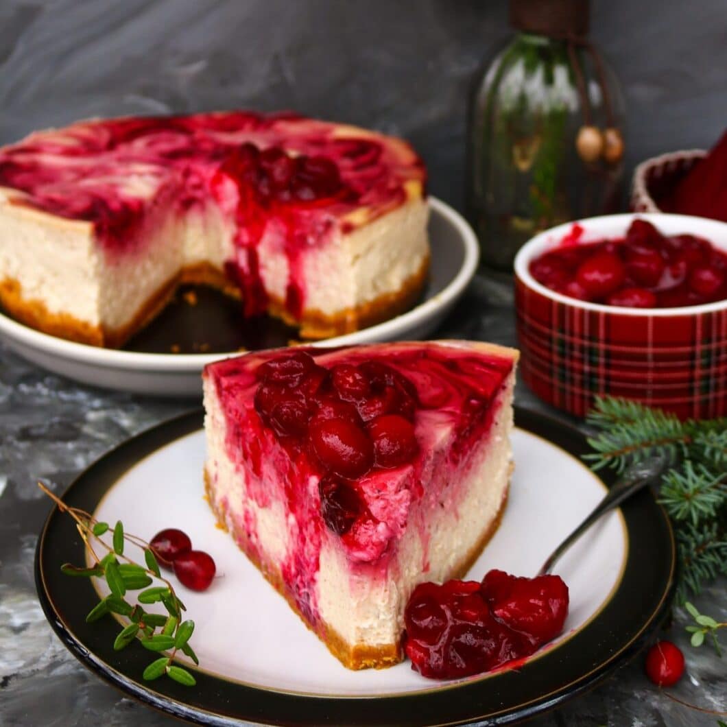 Spiced Cranberry Cheesecake with Honey and Orange
