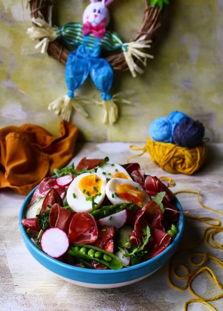Easter Green Salad with Prosciutto and Eggs