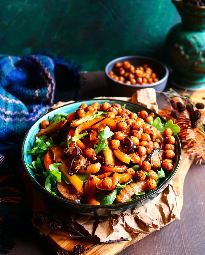 Eggplant Crispy Chickpea Salad