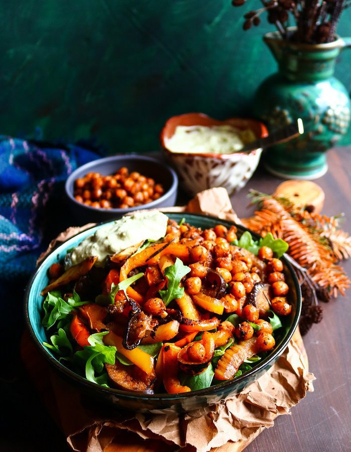 Eggplant Crispy Chickpea Salad