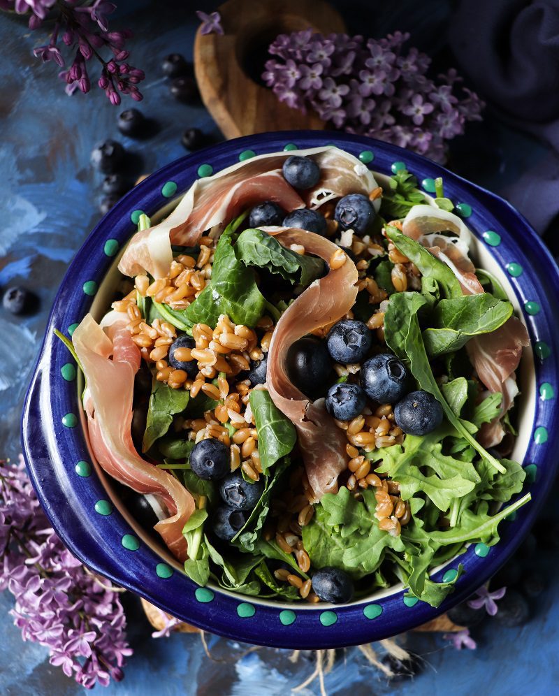 Farro Blueberry Prosciutto Salad