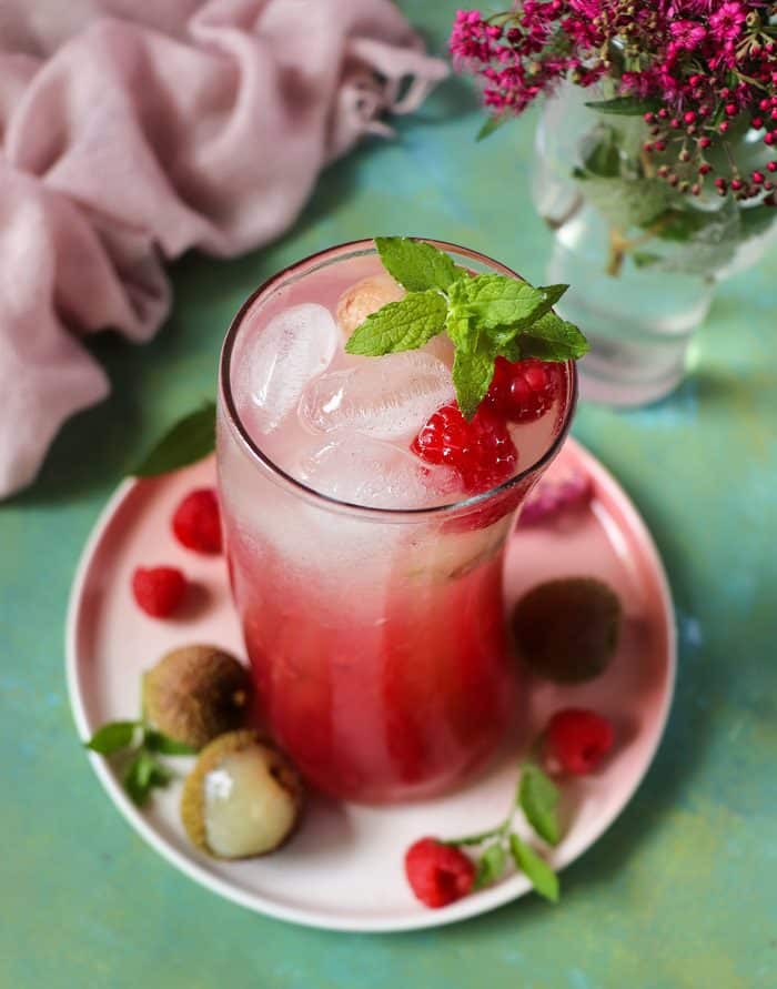 Ispahan Mocktail (Lychee Raspberry Rose Lemonade)
