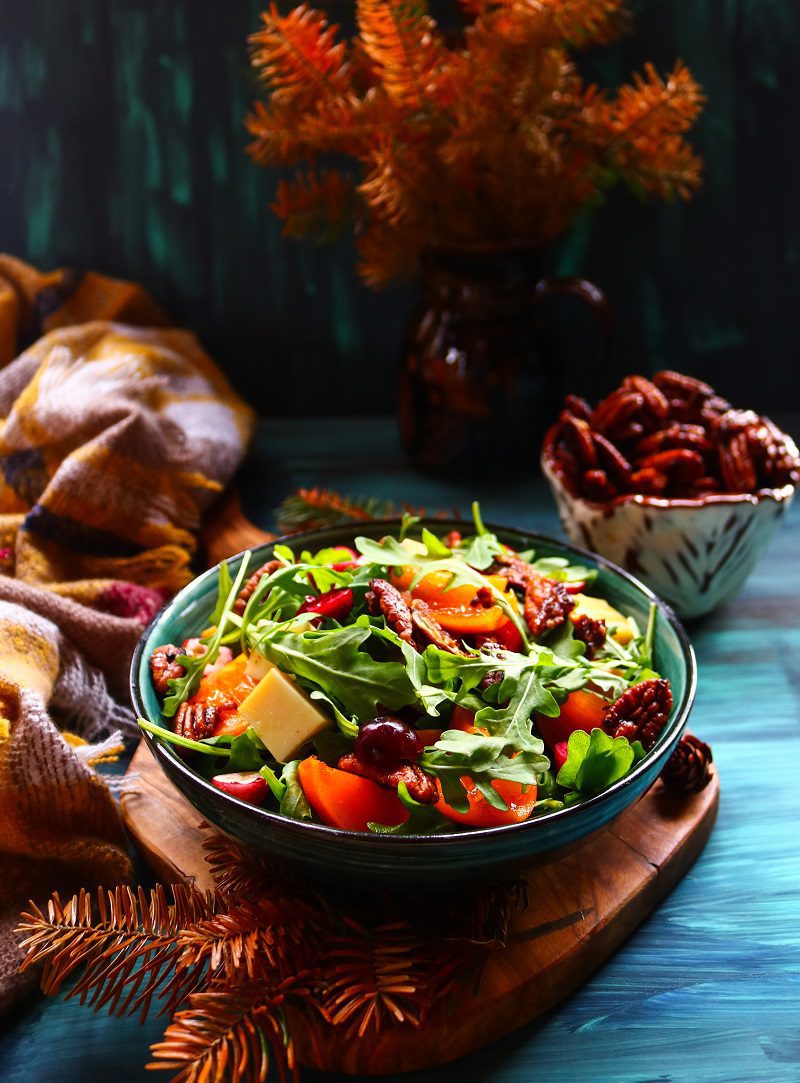 Persimmon Pecan Cheddar Salad