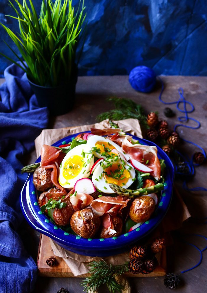 Potato Egg Prosciutto Salad