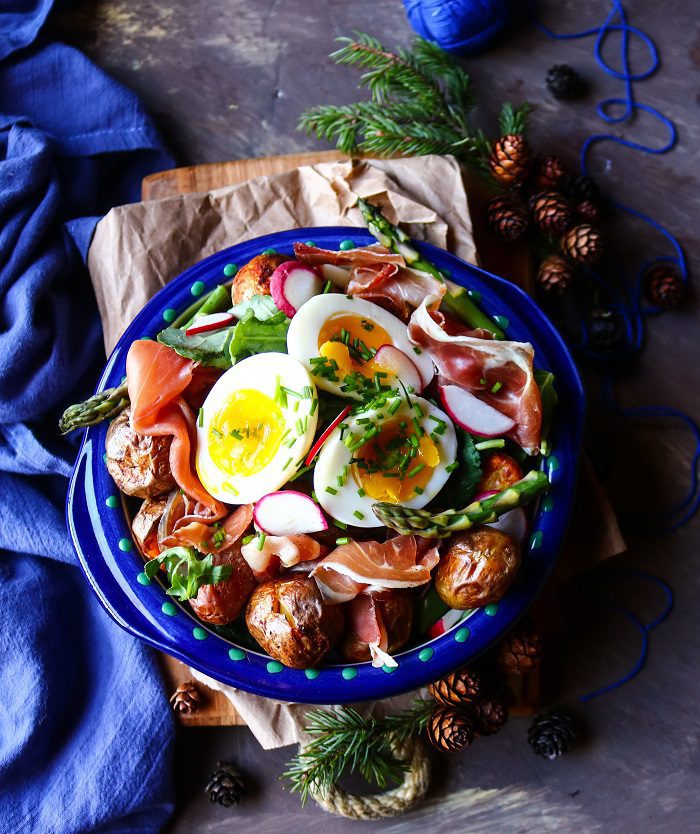 Potato Egg Prosciutto Salad