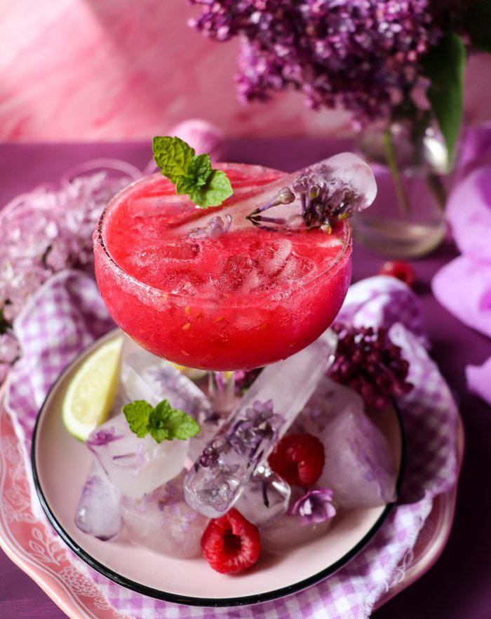 Raspberry Lilac Martini Cocktail