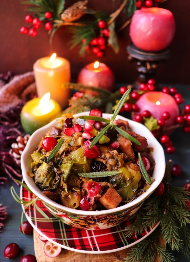 Festive Brussels Sprouts with Cranberries and Chestnuts
