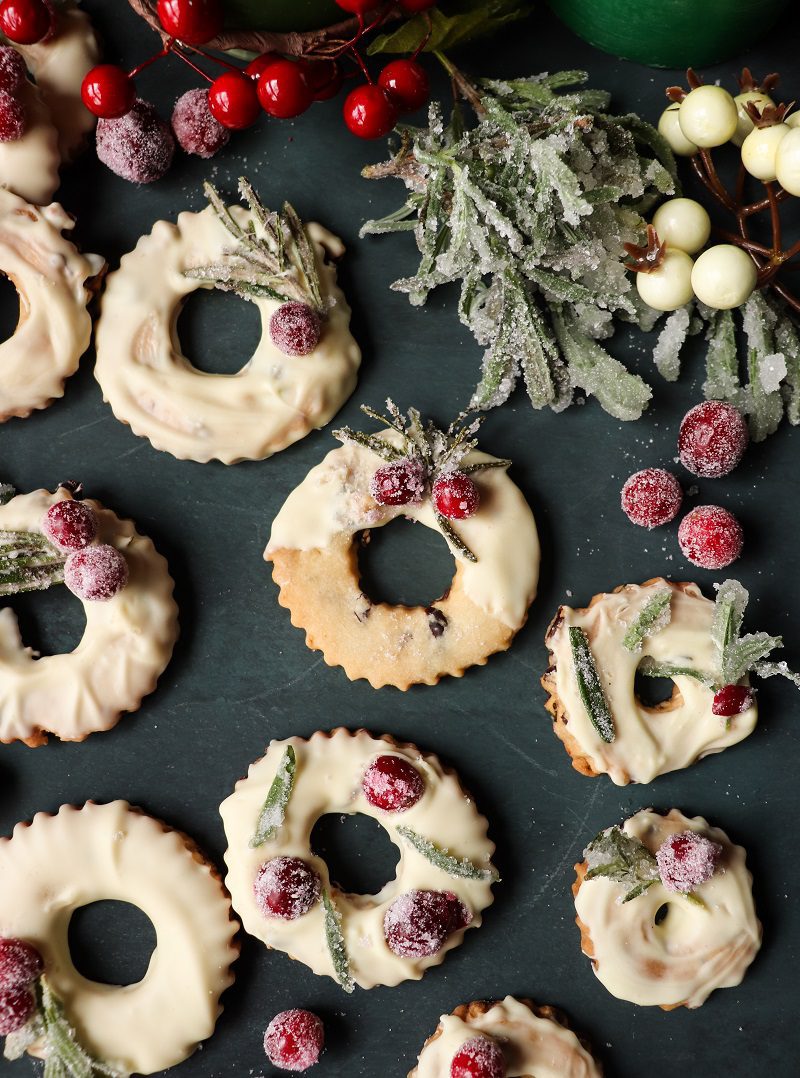 Cranberry Rosemary Shortbread Cookies