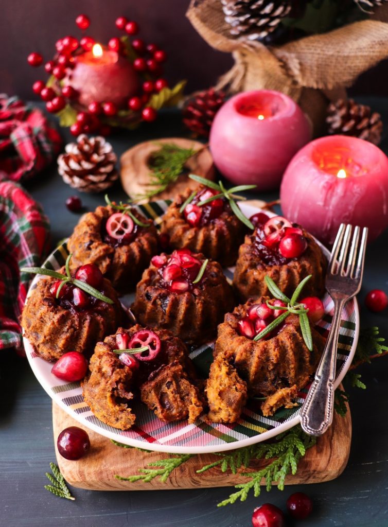 Festive Mini Nut Roast with Chestnuts, Rosemary and Cranberries