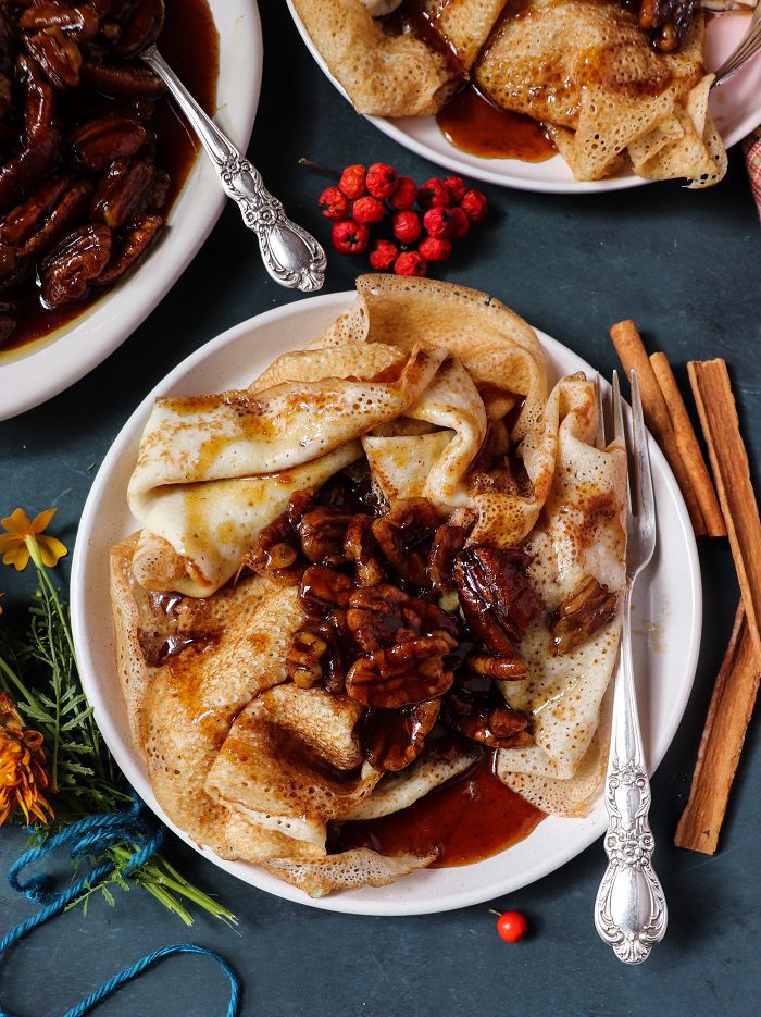 Candied Maple Pecan Crepes 