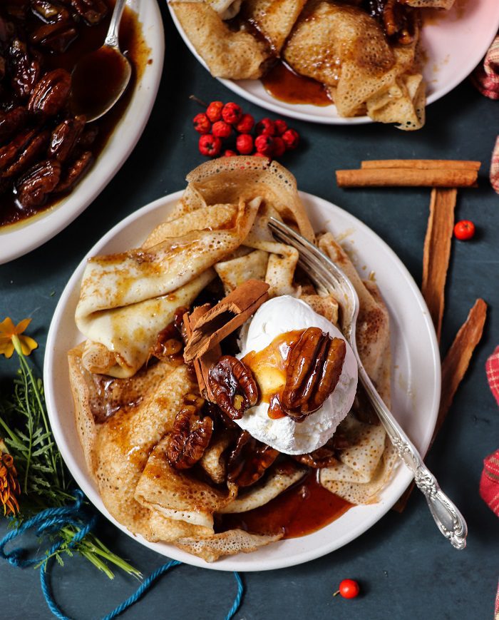 Candied Maple Pecan Crepes 