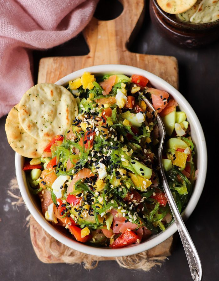 Seaweed Salad with Smoked Salmon 