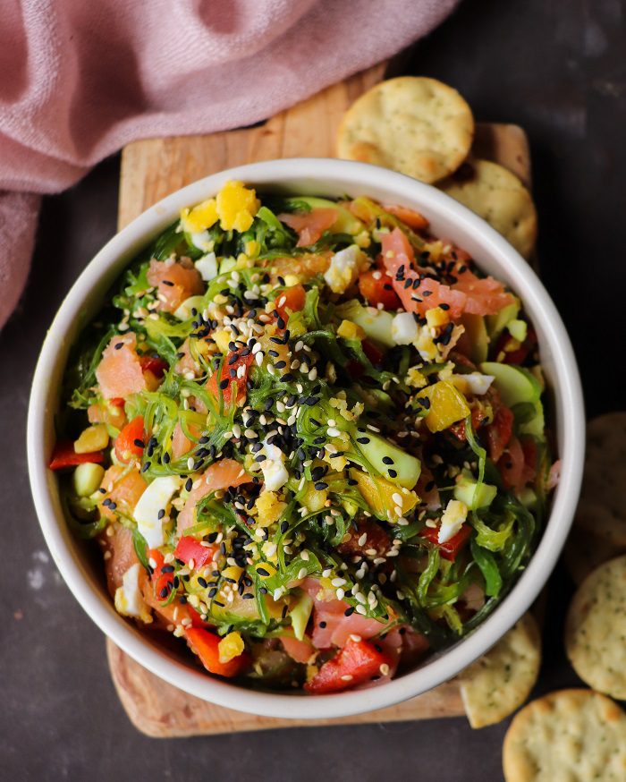 Seaweed Salad with Smoked Salmon 