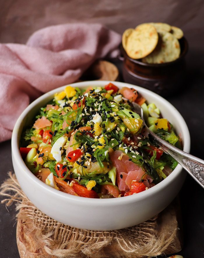 Seaweed Salad with Smoked Salmon 
