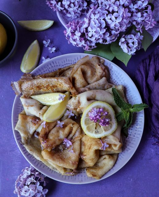 Crêpes with Lemon Lilac Sauce