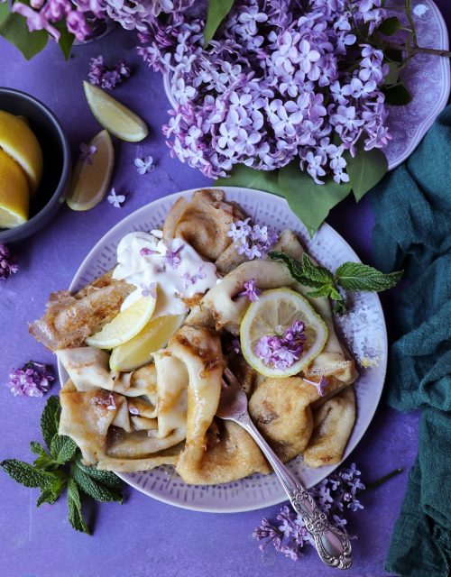 Crêpes with Lemon Lilac Sauce