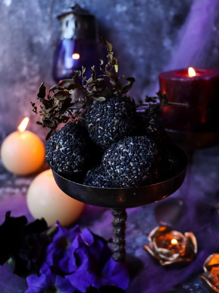 Black Sesame Cheese Balls – Halloween Party Appetizer