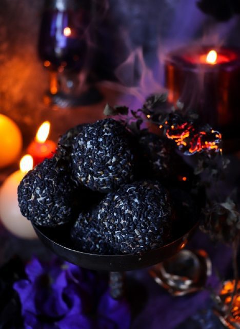 Black Sesame Cheese Balls - Halloween Party Appetizer