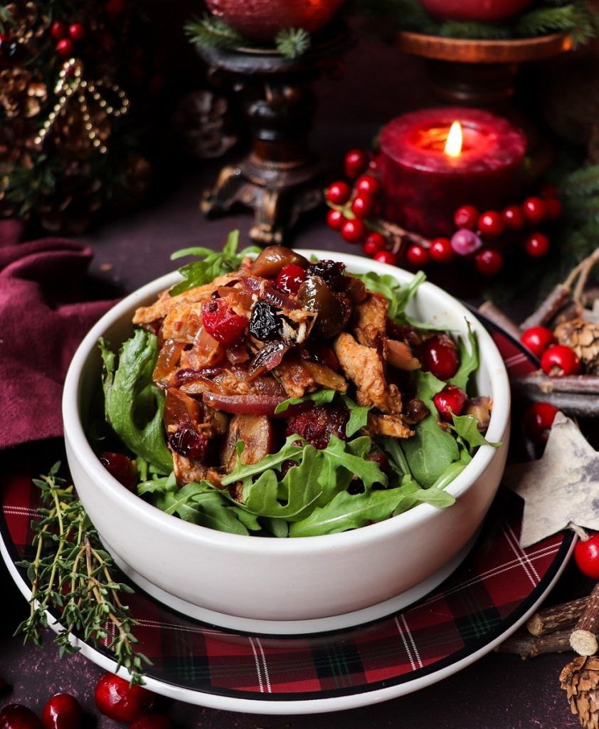 Holiday Leftover Turkey Salad with Cranberries and Chestnuts