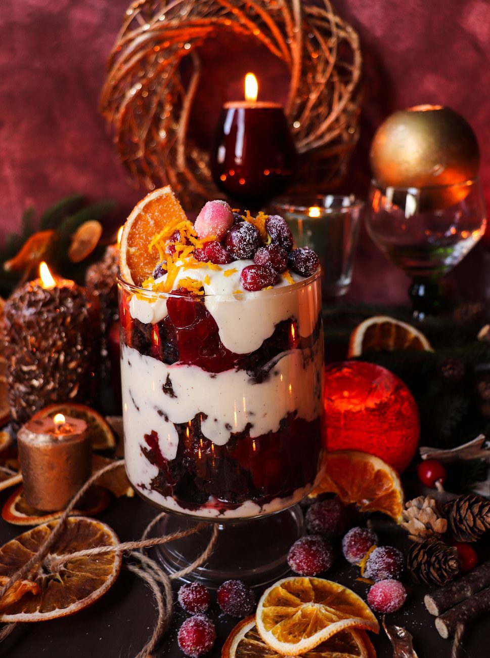 Chocolate Cranberry Orange Trifle
