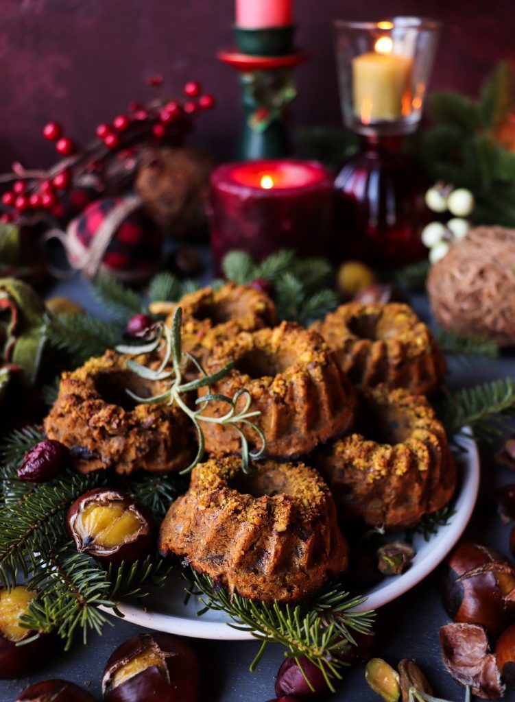 Festive Mini Pistachio Nut Roasts with Chestnuts and Cranberries