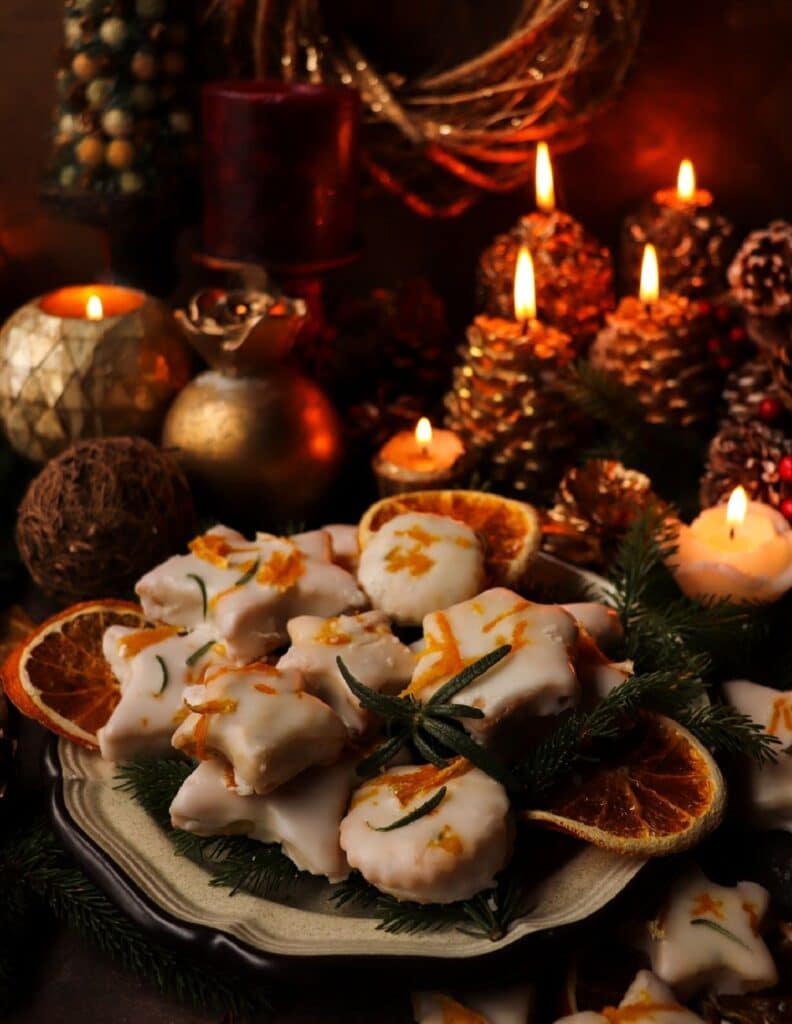Festive Orange Rosemary Shortbread Cookies with Cointreau Glaze