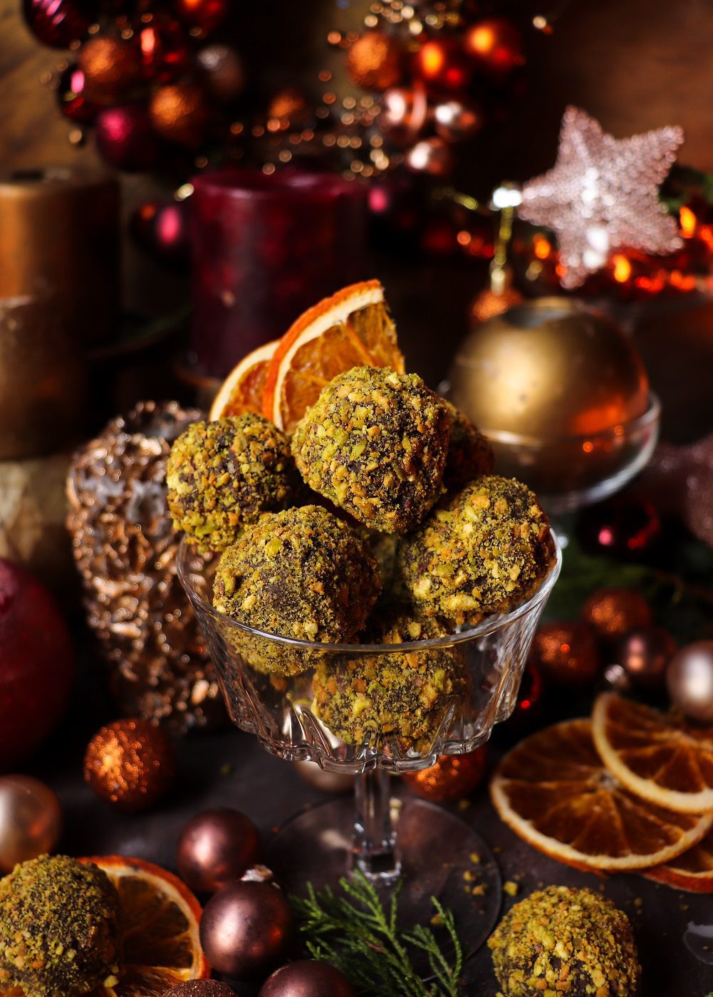 Pistachio Cointreau Truffles