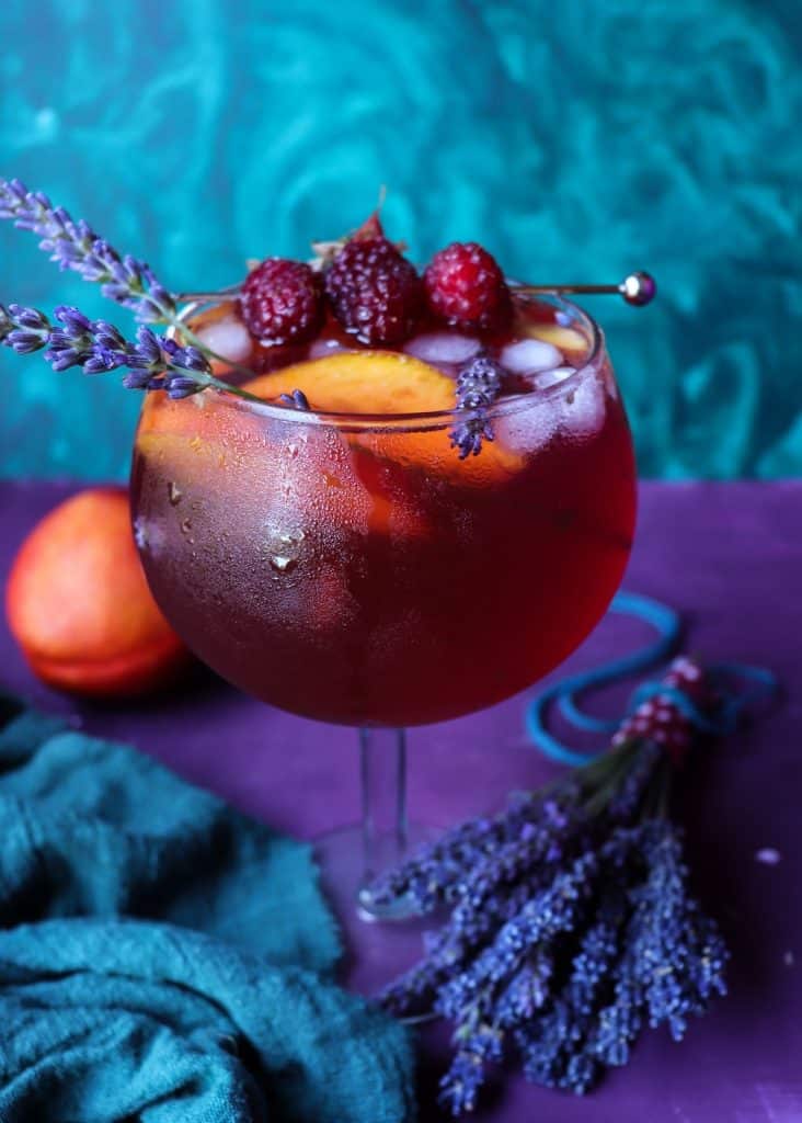 Lavender Peach Raspberry Sangria