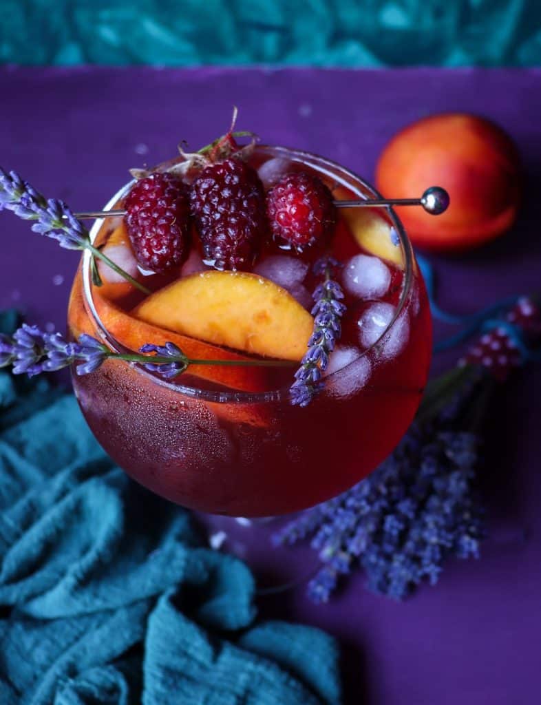 Lavender Peach Raspberry Sangria