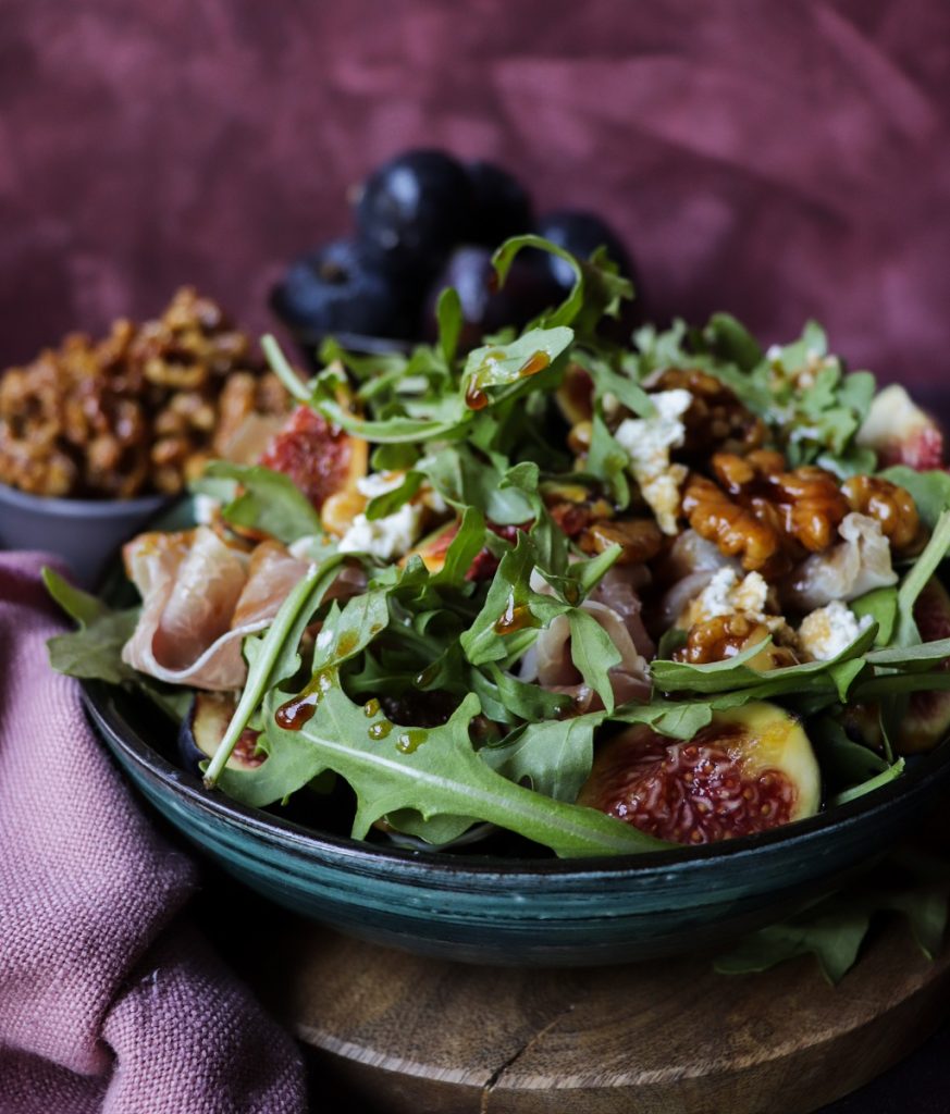 Caramelized Walnut Fig Prosciutto Salad