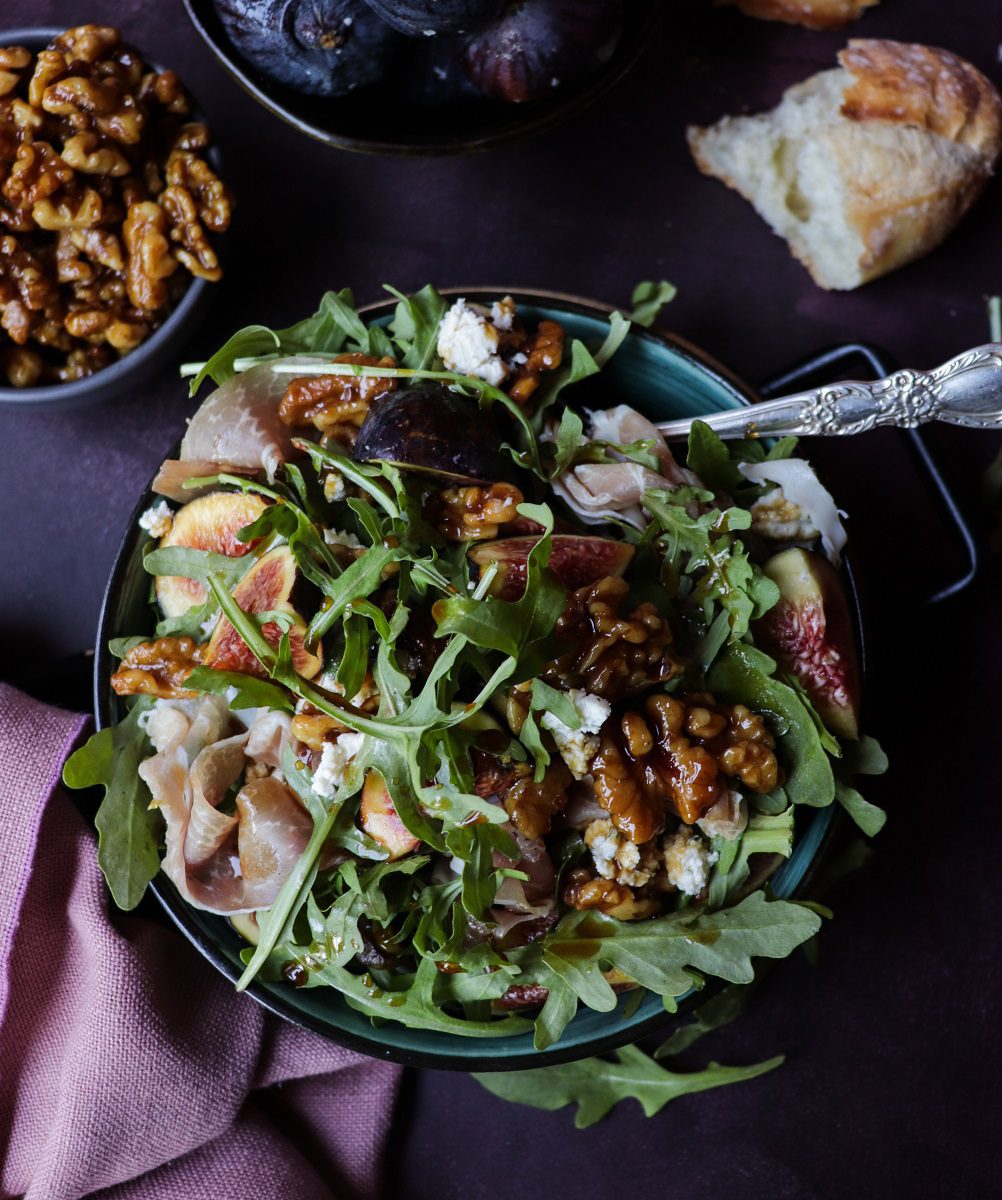 Caramelized Walnut Fig Prosciutto Salad