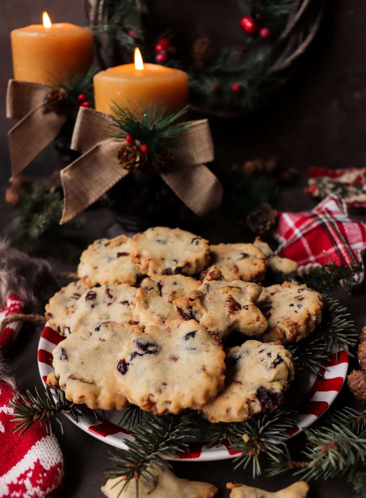 Festive Cranberry Pecan Shortbread Cookies
