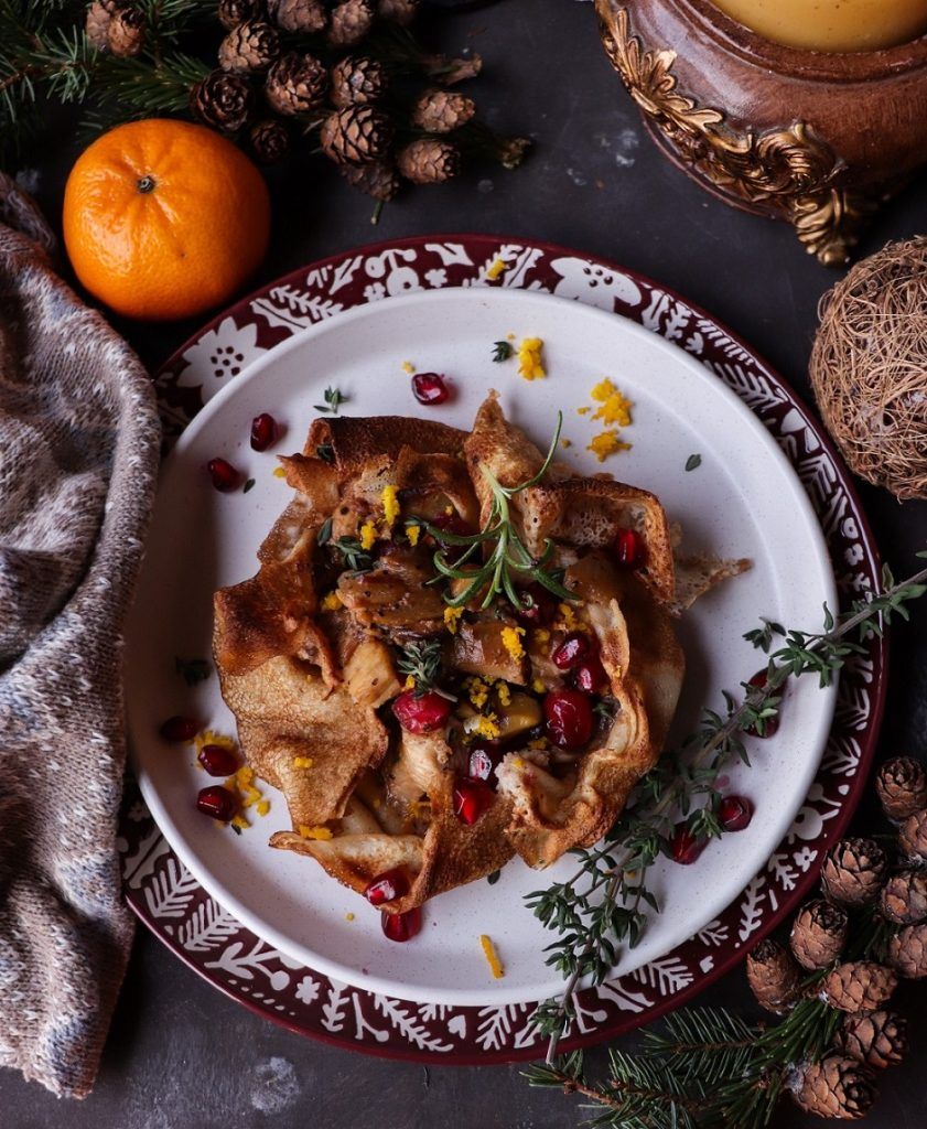 Christmas Crêpes with Chicken and Chestnuts