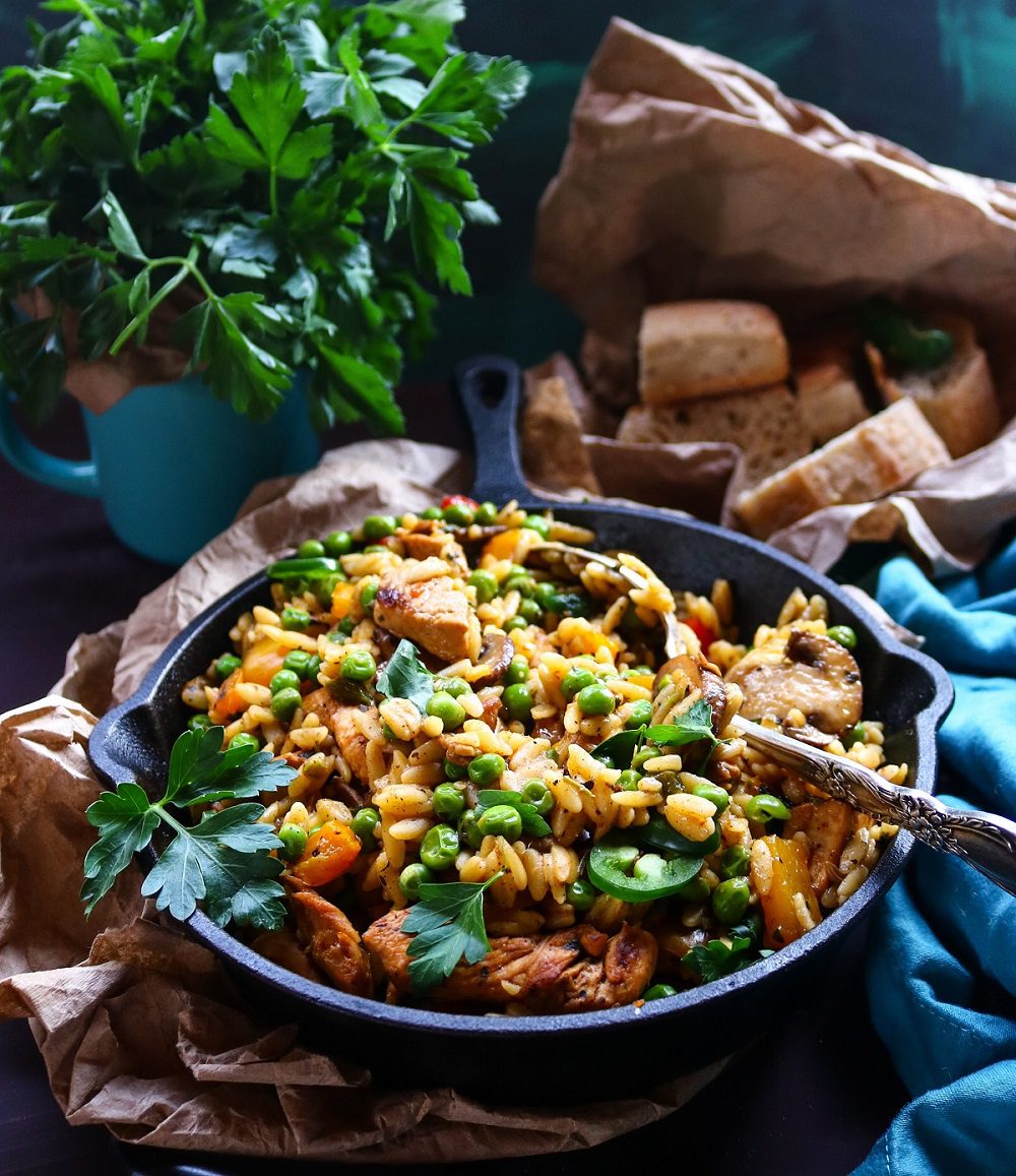 orzo with chicken and mushrooms